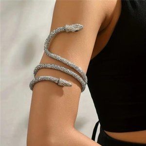 Fake Snake Adjustable Arm Bracelet Boho Hip Hop Style Curved Arm Band